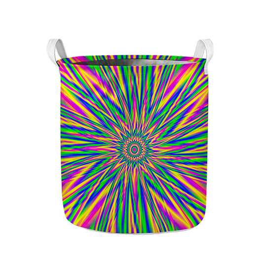 Vibrant Psychedelic Optical Illusion Collapsible Laundry Basket