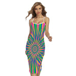 Vibrant Psychedelic Optical Illusion Cross Back Cami Dress