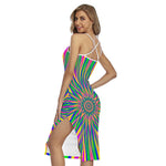 Vibrant Psychedelic Optical Illusion Cross Back Cami Dress