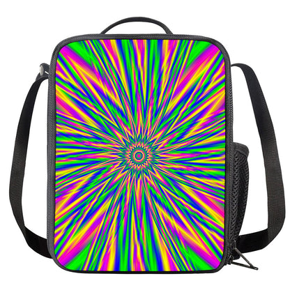 Vibrant Psychedelic Optical Illusion Crossbody Lunch Bag