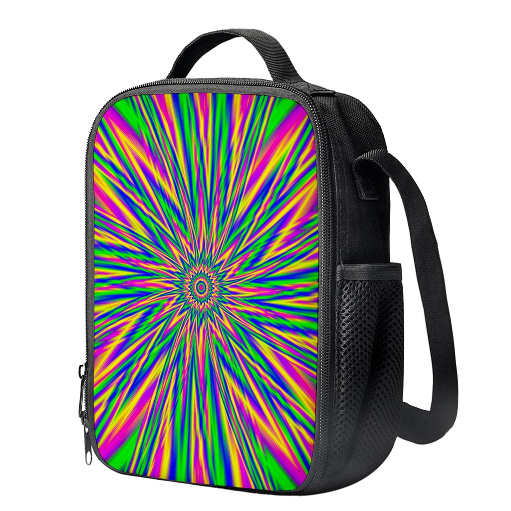 Vibrant Psychedelic Optical Illusion Crossbody Lunch Bag