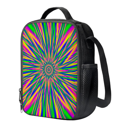 Vibrant Psychedelic Optical Illusion Crossbody Lunch Bag