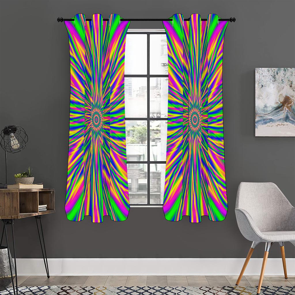 Vibrant Psychedelic Optical Illusion Curtain
