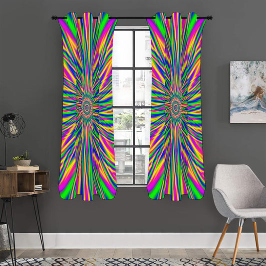 Vibrant Psychedelic Optical Illusion Curtain
