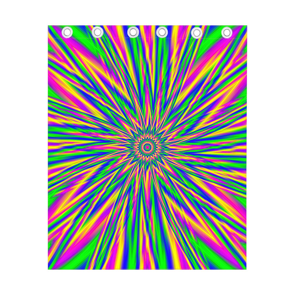 Vibrant Psychedelic Optical Illusion Curtain
