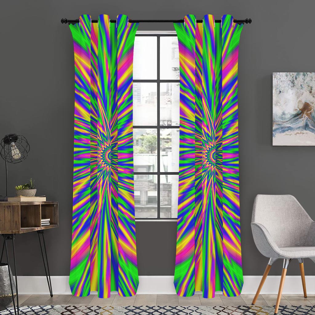 Vibrant Psychedelic Optical Illusion Curtain