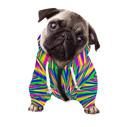 Vibrant Psychedelic Optical Illusion Dog Zip Up Hoodie