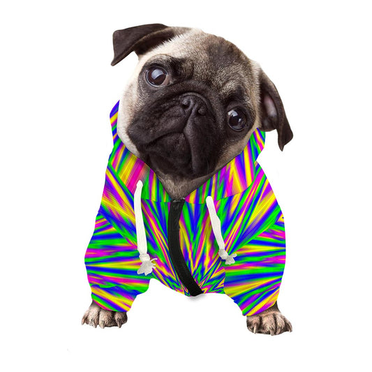 Vibrant Psychedelic Optical Illusion Dog Zip Up Hoodie