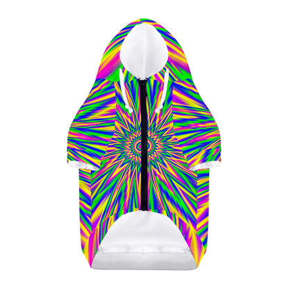 Vibrant Psychedelic Optical Illusion Dog Zip Up Hoodie