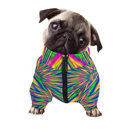Vibrant Psychedelic Optical Illusion Dog Zip Up Jacket