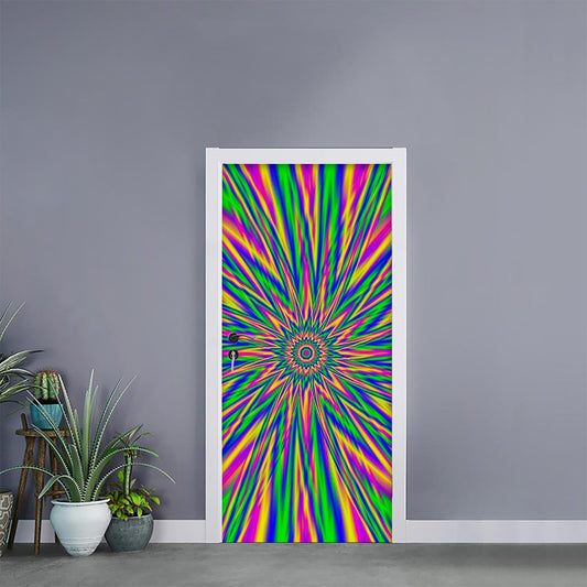 Vibrant Psychedelic Optical Illusion Door Sticker