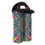 Vibrant Psychedelic Optical Illusion Double Neoprene Wine Tote