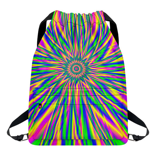 Vibrant Psychedelic Optical Illusion Drawstring Backpack