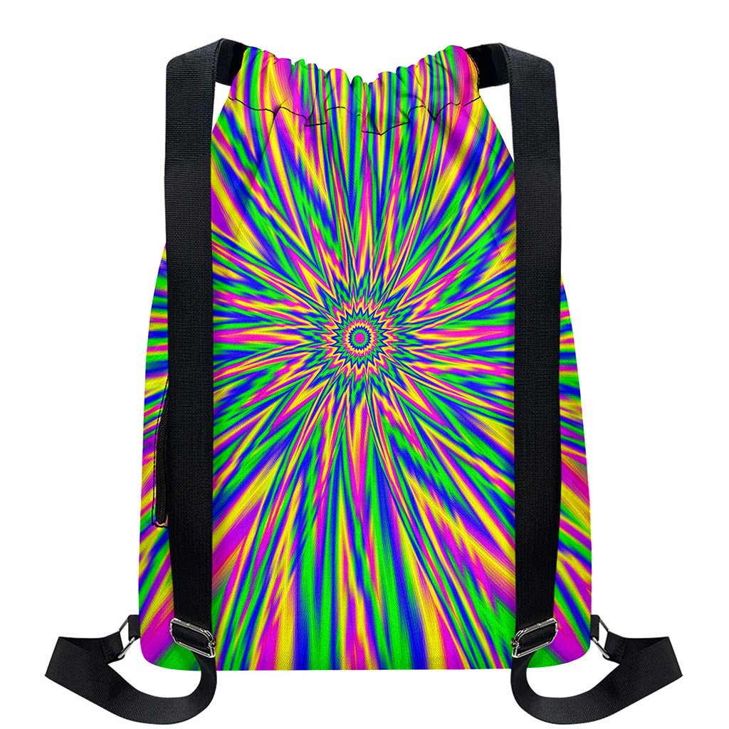 Vibrant Psychedelic Optical Illusion Drawstring Backpack