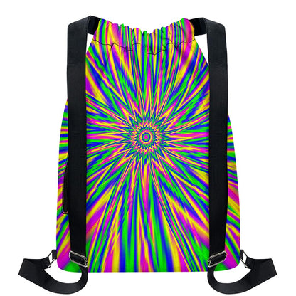 Vibrant Psychedelic Optical Illusion Drawstring Backpack