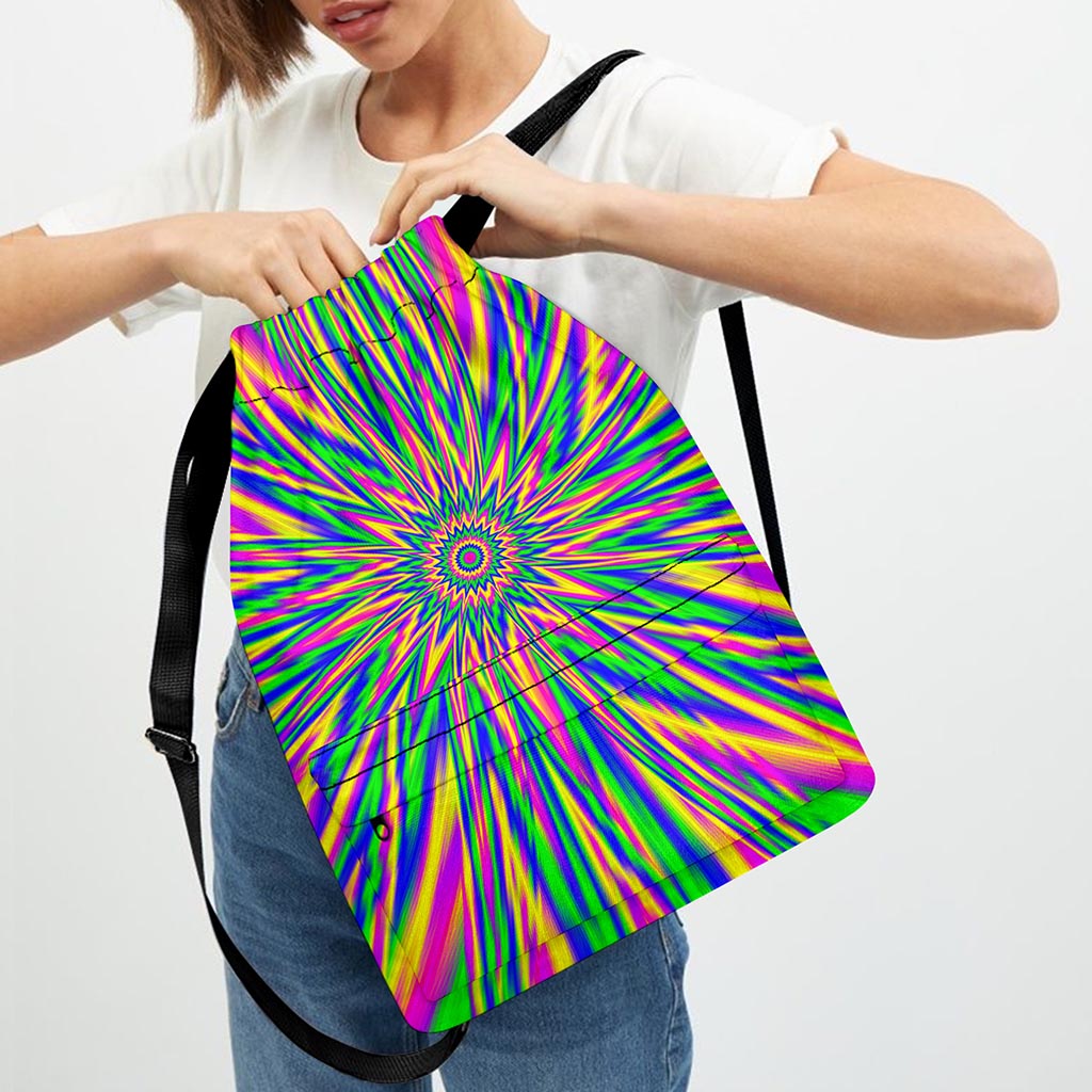 Vibrant Psychedelic Optical Illusion Drawstring Backpack