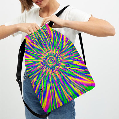Vibrant Psychedelic Optical Illusion Drawstring Backpack