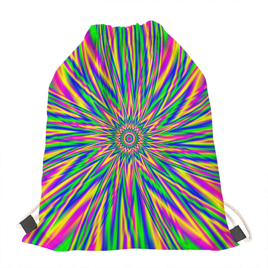 Vibrant Psychedelic Optical Illusion Drawstring Bag