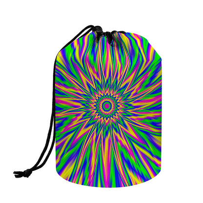 Vibrant Psychedelic Optical Illusion Drawstring Makeup Bag