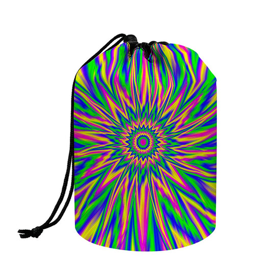 Vibrant Psychedelic Optical Illusion Drawstring Makeup Bag