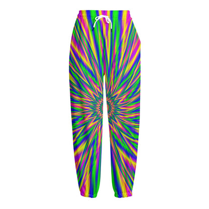 Vibrant Psychedelic Optical Illusion Fleece Lined Knit Pants