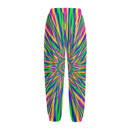 Vibrant Psychedelic Optical Illusion Fleece Lined Knit Pants