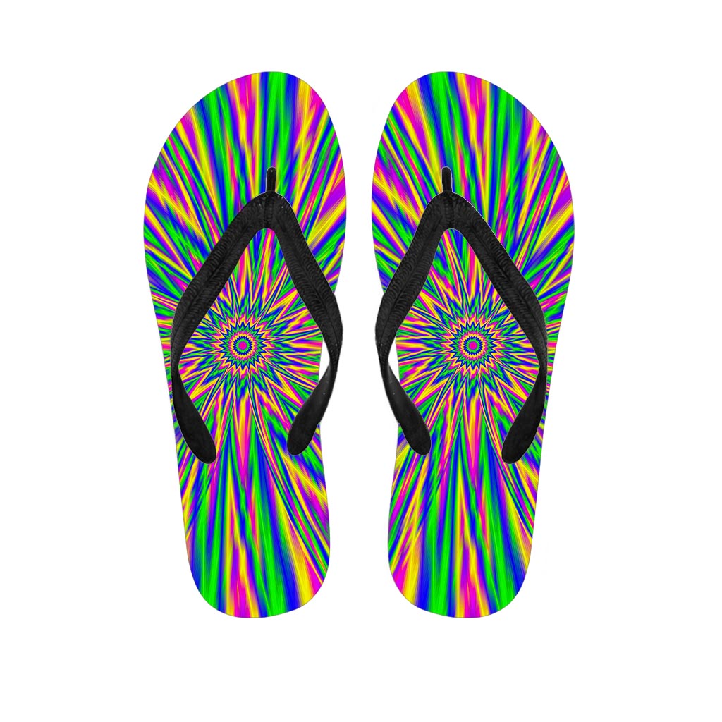 Vibrant Psychedelic Optical Illusion Flip Flops
