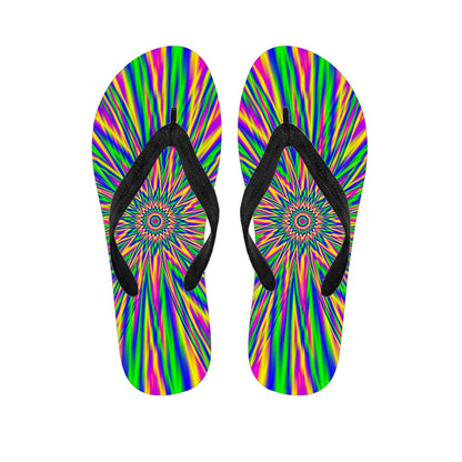Vibrant Psychedelic Optical Illusion Flip Flops