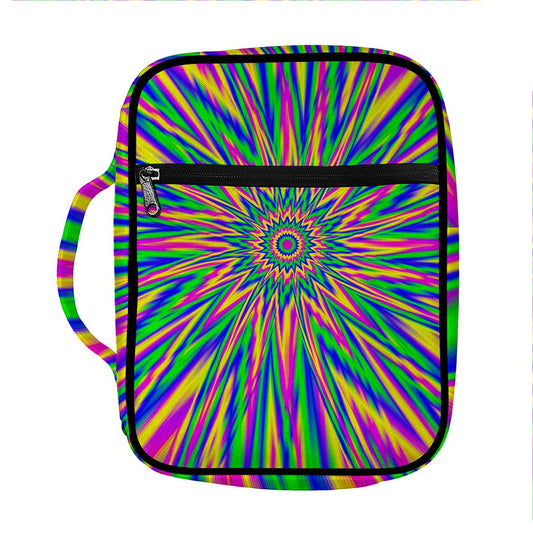 Vibrant Psychedelic Optical Illusion Front Pocket Bible Bag