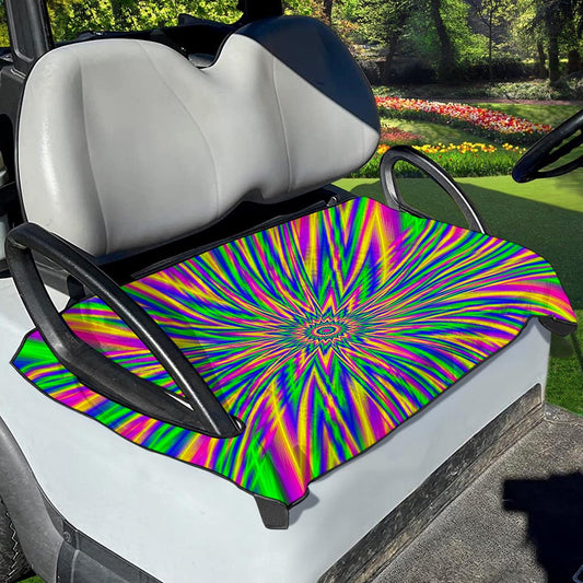 Vibrant Psychedelic Optical Illusion Golf Cart Seat Cover