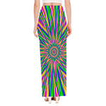 Vibrant Psychedelic Optical Illusion High Slit Maxi Skirt