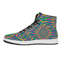 Vibrant Psychedelic Optical Illusion High Top Leather Sneakers
