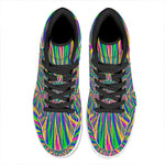 Vibrant Psychedelic Optical Illusion High Top Leather Sneakers