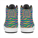 Vibrant Psychedelic Optical Illusion High Top Leather Sneakers