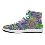 Vibrant Psychedelic Optical Illusion High Top Leather Sneakers