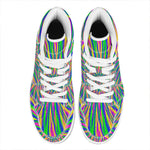 Vibrant Psychedelic Optical Illusion High Top Leather Sneakers