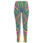 Vibrant Psychedelic Optical Illusion High-Waisted Pocket Leggings