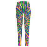 Vibrant Psychedelic Optical Illusion High-Waisted Pocket Leggings