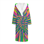 Vibrant Psychedelic Optical Illusion Hooded Bathrobe