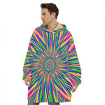 Vibrant Psychedelic Optical Illusion Hoodie Blanket