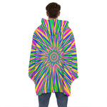 Vibrant Psychedelic Optical Illusion Hoodie Blanket
