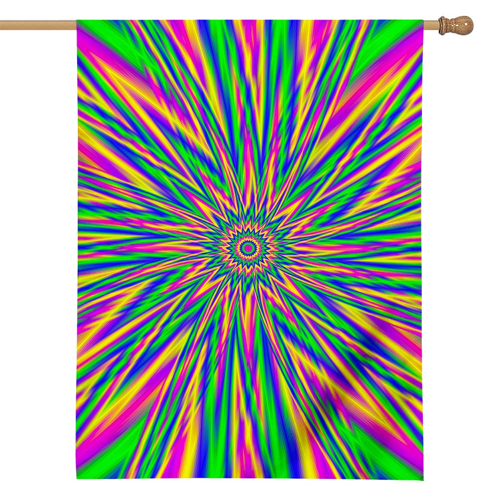 Vibrant Psychedelic Optical Illusion House Flag