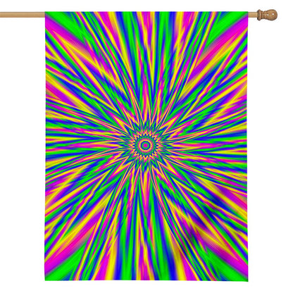 Vibrant Psychedelic Optical Illusion House Flag