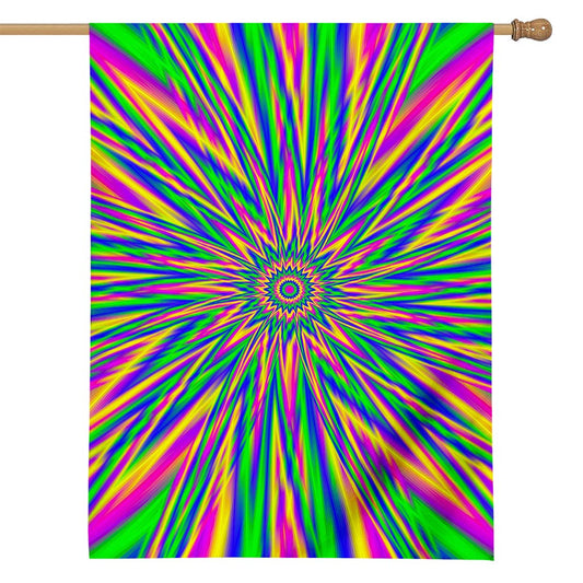 Vibrant Psychedelic Optical Illusion House Flag