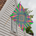 Vibrant Psychedelic Optical Illusion House Flag