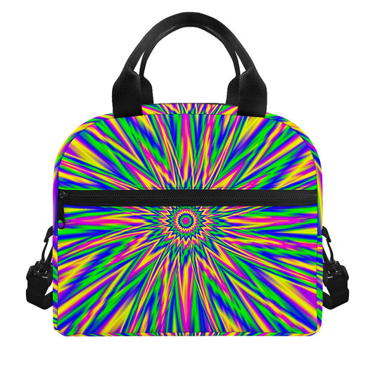 Vibrant Psychedelic Optical Illusion Insulated Lunch Bag