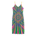 Vibrant Psychedelic Optical Illusion Jersey Midi Cami Dress