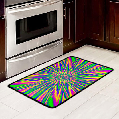 Vibrant Psychedelic Optical Illusion Kitchen Mat