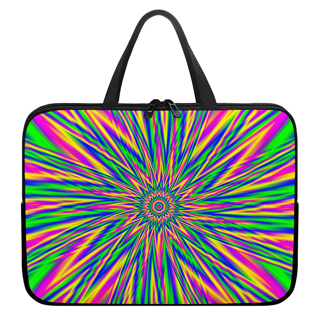 Vibrant Psychedelic Optical Illusion Laptop Sleeve With Handle
