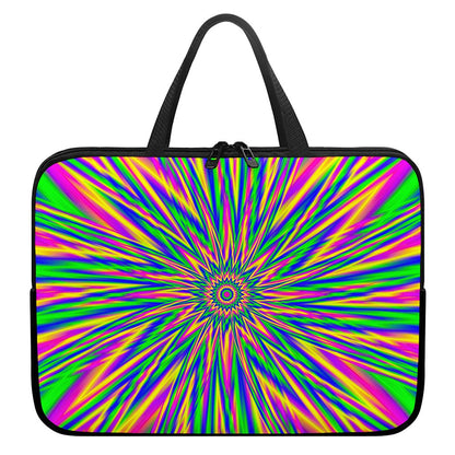 Vibrant Psychedelic Optical Illusion Laptop Sleeve With Handle